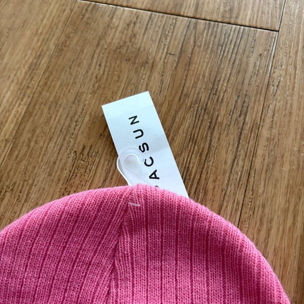 PACSUN Cable Knit Ribbed Beanie Hat Pink Unisex NWT One Size - Picture 6 of 6
